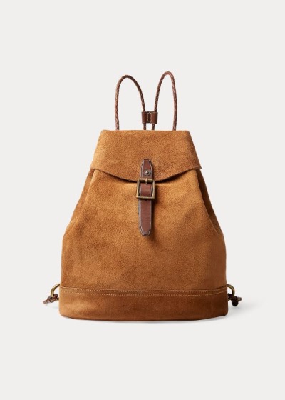 Mochilas Ralph Lauren Mujer Marrom - Roughout Leather - HIACG7036